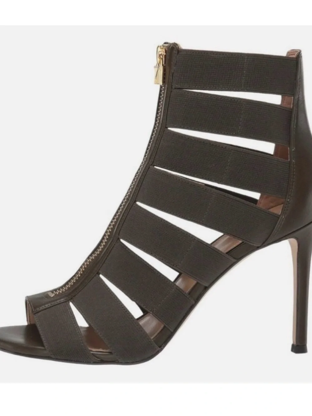 Michael Kors Dark Brown Strappy Zip Stiletto Sandal - Picture 2 of 9